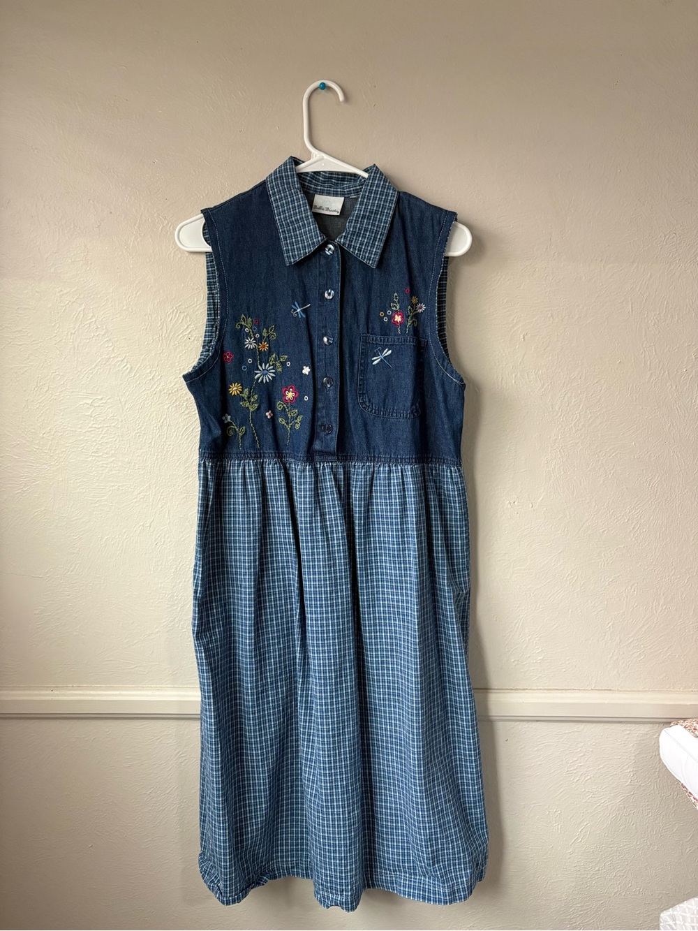 Embroidered Vintage Blue Embroidered Denim Dress